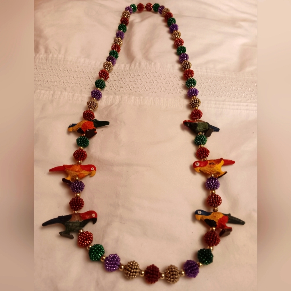 Parrot/ Bird/ Colorful Mardi- Gra Festive Necklace